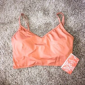 SOLD V'd crop - cashew brown